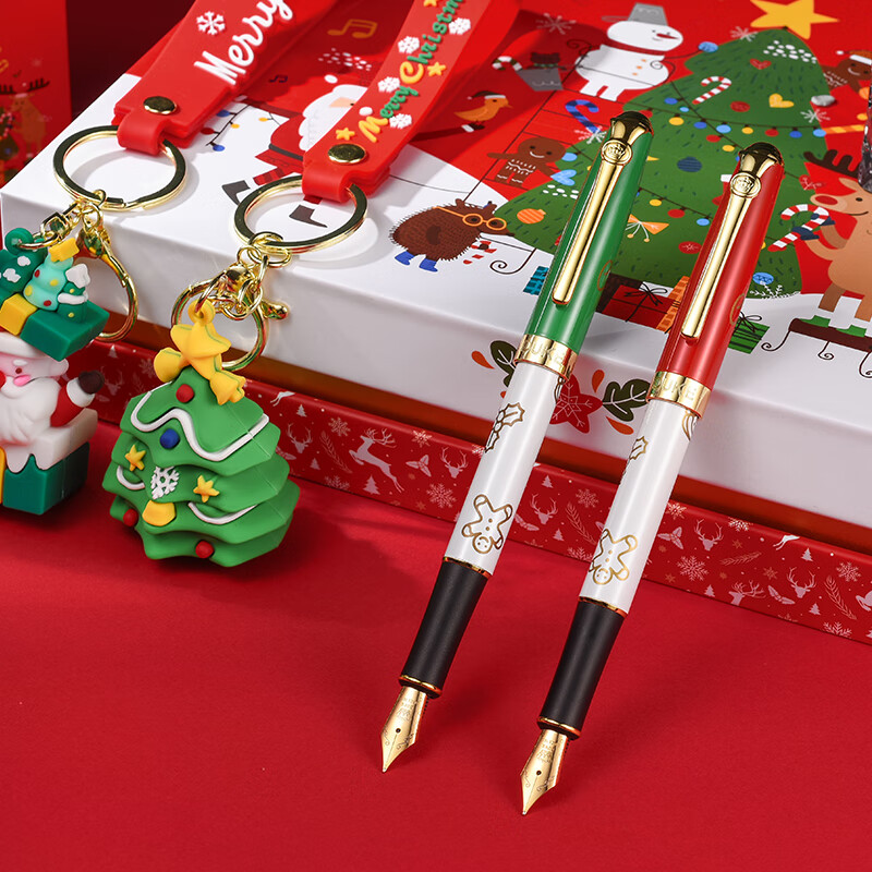 DUKE公爵2026马踏祥云套装5红色气氛款铱金笔钢笔墨水笔自用书写送人自用书写顺滑可用墨囊 圣诞树挂件套装(红色笔帽)