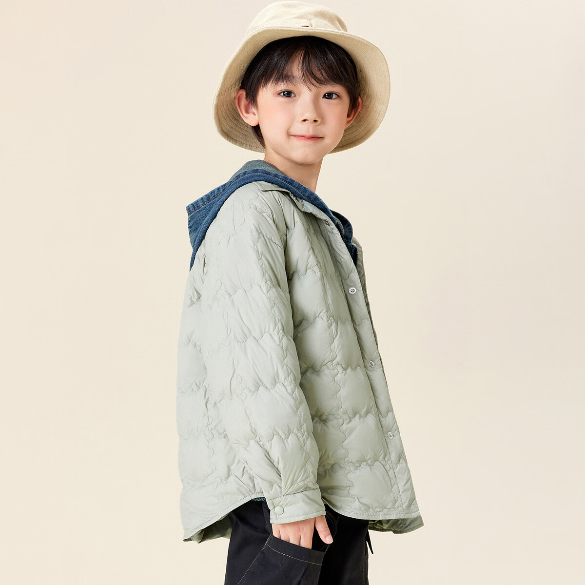 MiniPeace太平鸟童装冬男童羽绒服FAACE4106 茶绿 160cm