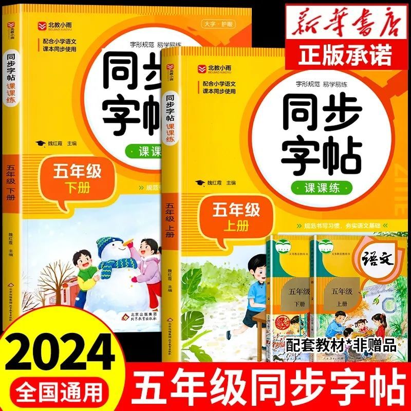 五年级同步字帖写字课课练上下册配套人教版同步练字帖语文教材课本生字注音描红练习偏旁部首结构笔画笔顺写字本小学生专用5上下 人教版同步练字帖 上册+下册