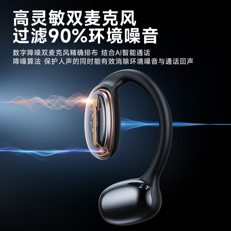 monqiqi【柏林之声丨久戴不痛】蓝牙耳机不入耳全开放式骨传导概念真无线挂耳式跑步骑行运动商务降噪 耀夜黑丨至臻音质丨限量星耀涂层 不入耳舒适佩戴