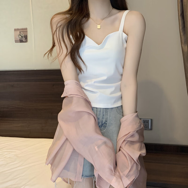 女外穿夏大尺码微百搭显瘦遮肚内 白色吊带背心女背心女内搭无袖上 m