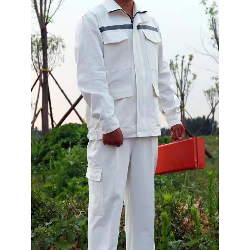 窈嘉钢厂纯棉电焊工作服帆布白色劳保服焊工防烫套装车间耐磨阻燃