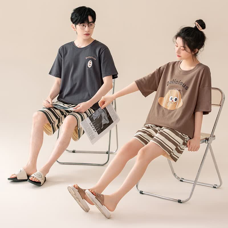 橘拉【凉感型】A类抑菌防螨情侣睡衣夏季纯棉短袖女款夏舒适家居服男 66047 2XL 男款2XL