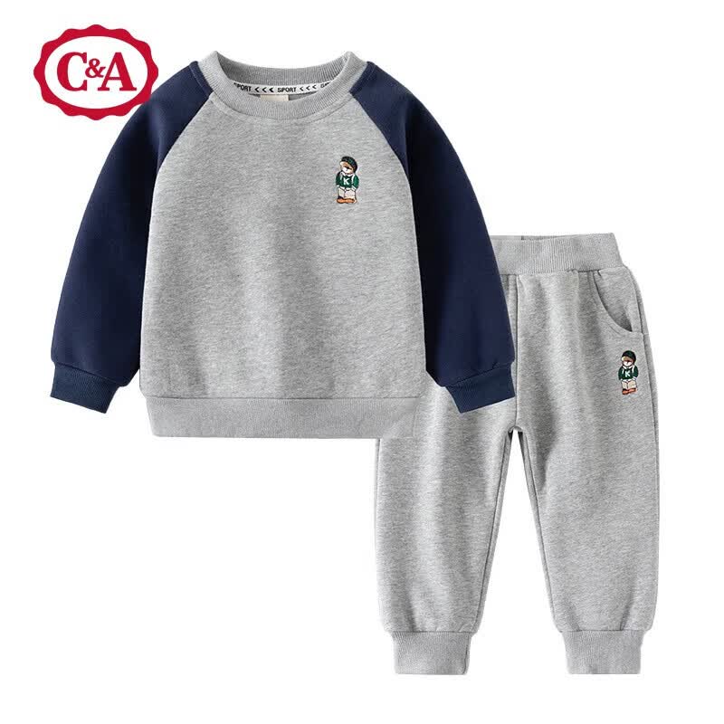C＆A儿童秋冬加绒套装2023新款卫衣裤子男童加绒两件套女小童加绒套装 灰色 130cm属于什么档次？