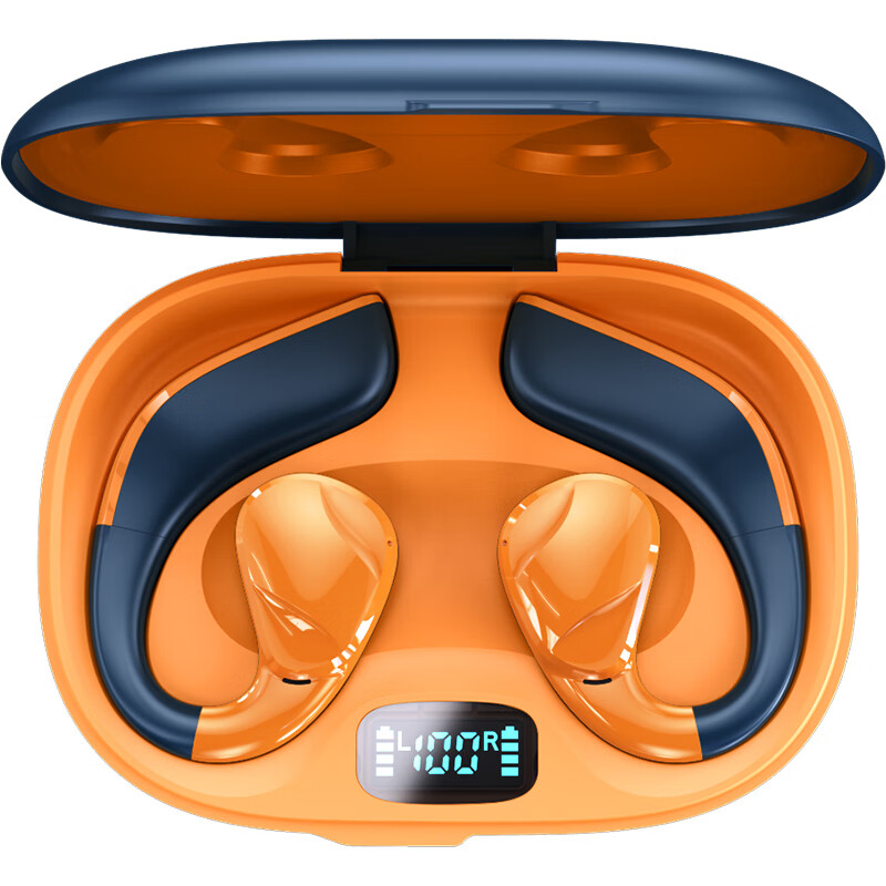 艾米尼蓝牙耳机开放式挂耳式空气传导真无线不入耳舒适运动跑步骑行健身超长续航手机平板笔记本电脑通用 霞光橙