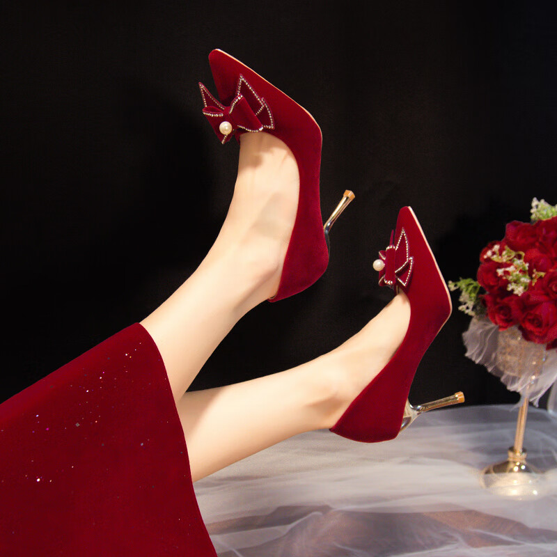 奥若文婚鞋女秀禾主婚纱小脚 结婚新娘鞋秀禾服婚纱鞋2024年两穿礼服