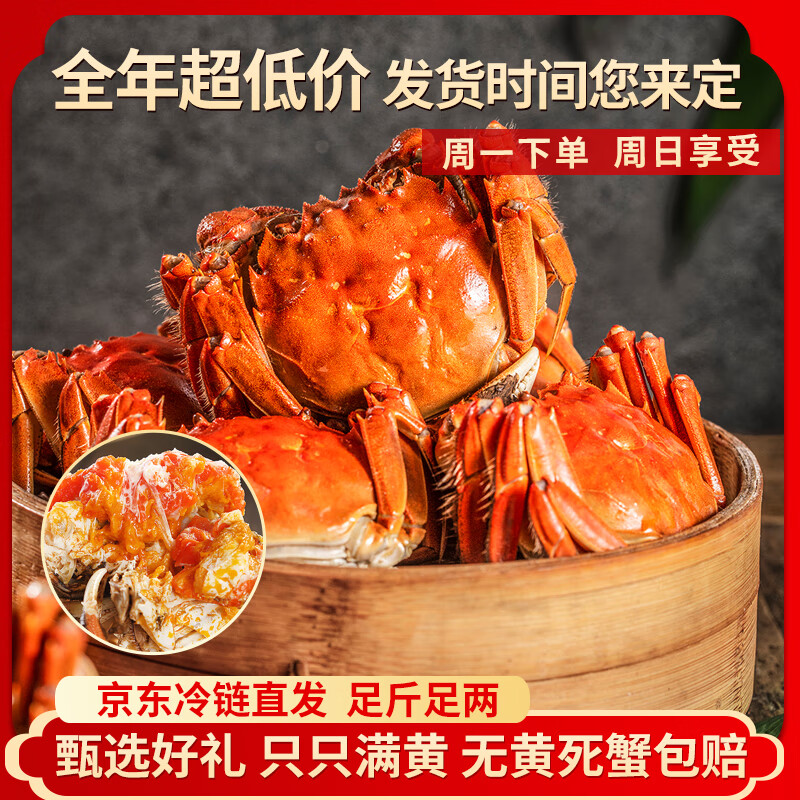 【活蟹】苏逸阁大闸蟹鲜活螃蟹生鲜特大公母蟹去绳净重 网兜蟹3斤11-16只含3只母蟹