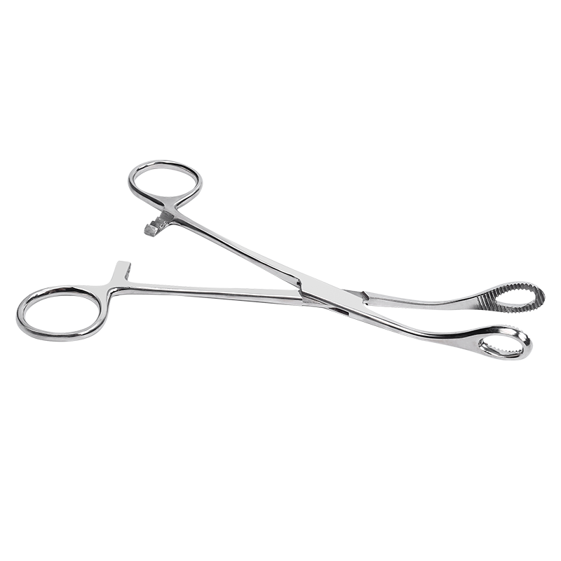 医用卵圆钳有齿不锈钢海绵钳医疗手术持物钳组织钳火罐钳子海绵夹 25Cm弯有齿