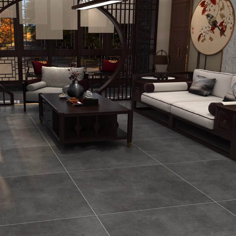 仁聚益水泥灰瓷砖600x600复古地砖防滑客厅餐厅仿古砖耐脏阳台地板砖