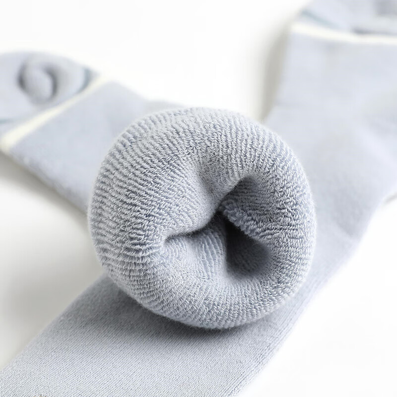 boxbaby婴儿秋冬袜子加厚加绒毛圈袜新生儿中筒保暖舒适袜宝宝冬季厚袜子 男孩款（冬款加绒 蓝+白+棕） M码（推荐1-3岁）