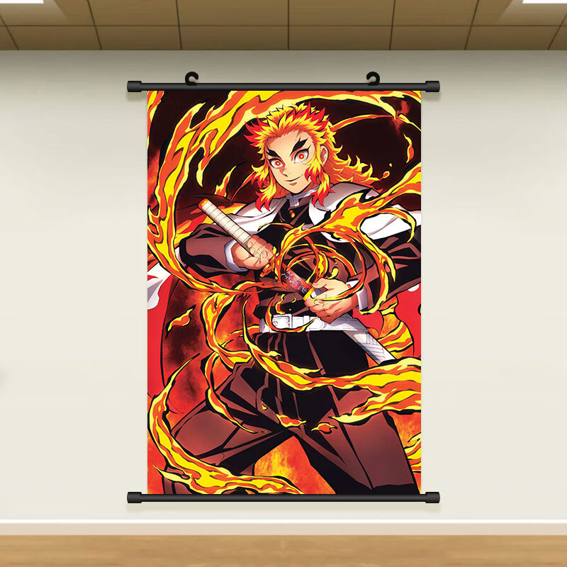 鬼灭之刃炎柱挂画炼狱杏寿郎海报动漫二次元贴纸壁画免打孔装饰画 炎
