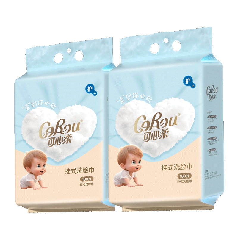 百亿补贴：可心柔洗脸巾悬挂式一次性擦脸巾加厚洁面巾家庭装绵柔巾180抽2包 47.9元