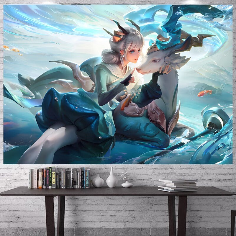 妙普乐王者荣耀挂毯 网红王者荣耀背景布李白貂蝉瑶房间卧室挂布装饰