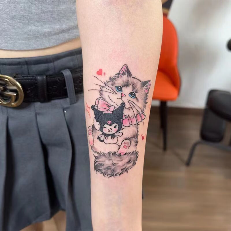 hellokitty纹身贴凯蒂猫库洛米高颜值手臂女彩色纹身贴防水网红的 软