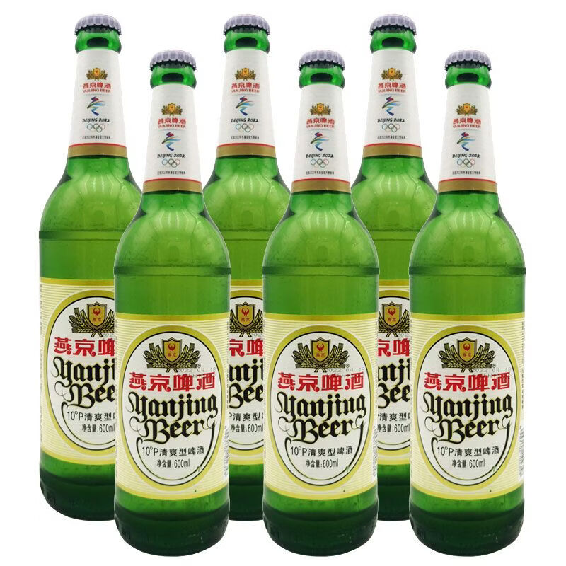 yanjingbeer大绿棒子10度清爽型整箱瓶装600ml*6玻璃瓶啤酒 【燕京】