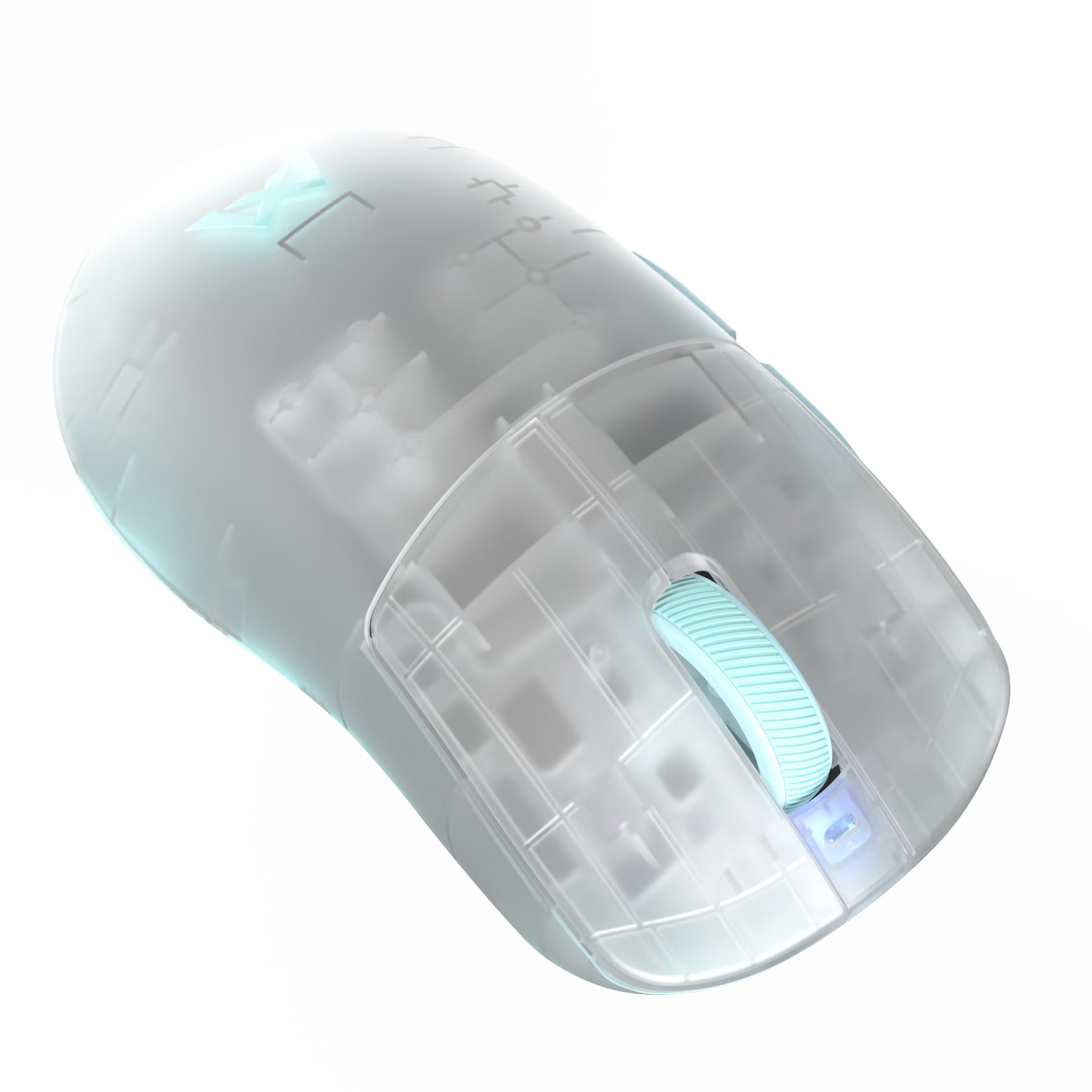 魔咖M1无线游戏鼠标蓝牙电竞有线中小手PAW3395轻量化办公高性能超长续航 M1-蓝透Pro-【1K版】