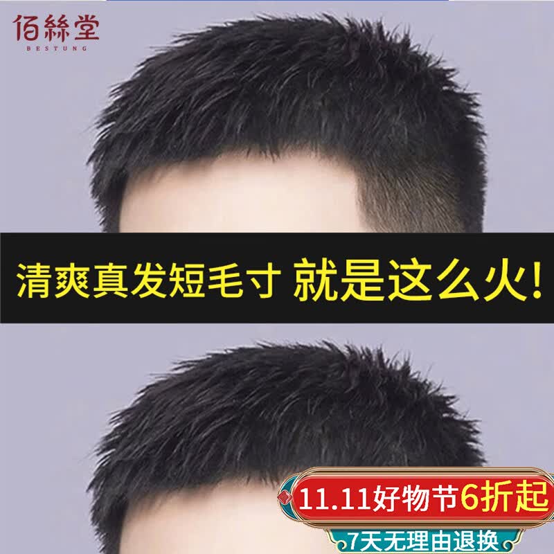 佰丝堂四季款假发男短发全真发男士假发片头顶补发片块寸发寸头真人发丝怎么看?