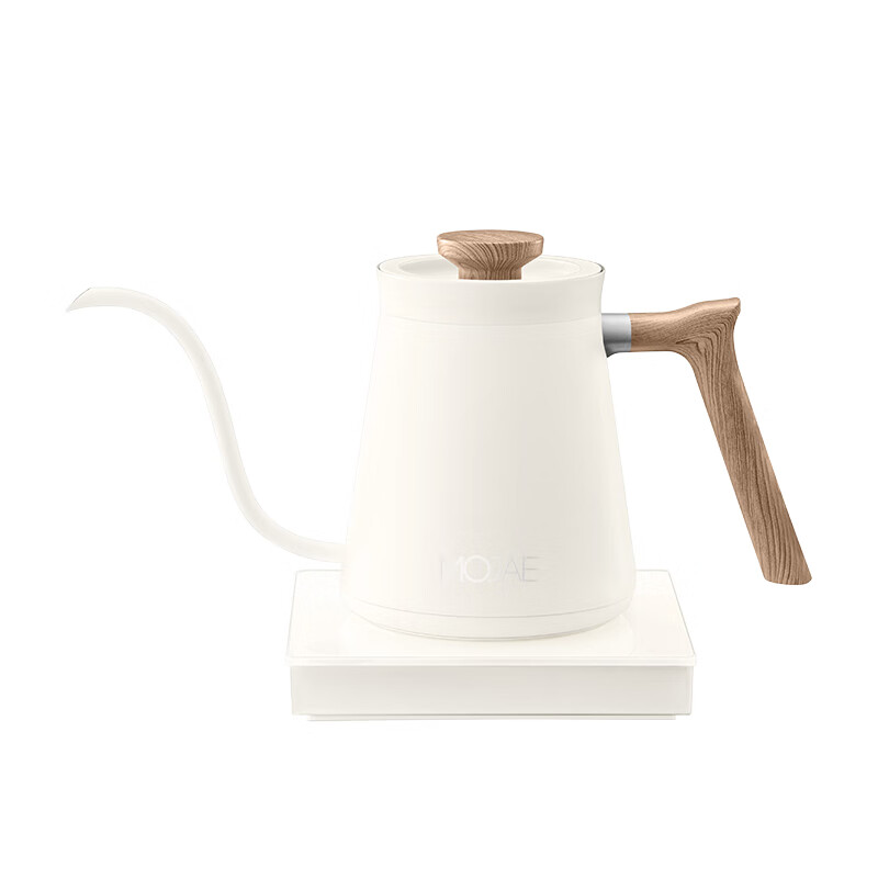 摩佳（MOJAE） 智能温控手冲壶 家用细口咖啡壶 不锈钢电热水壶 泡茶壶 奶白 0.6L