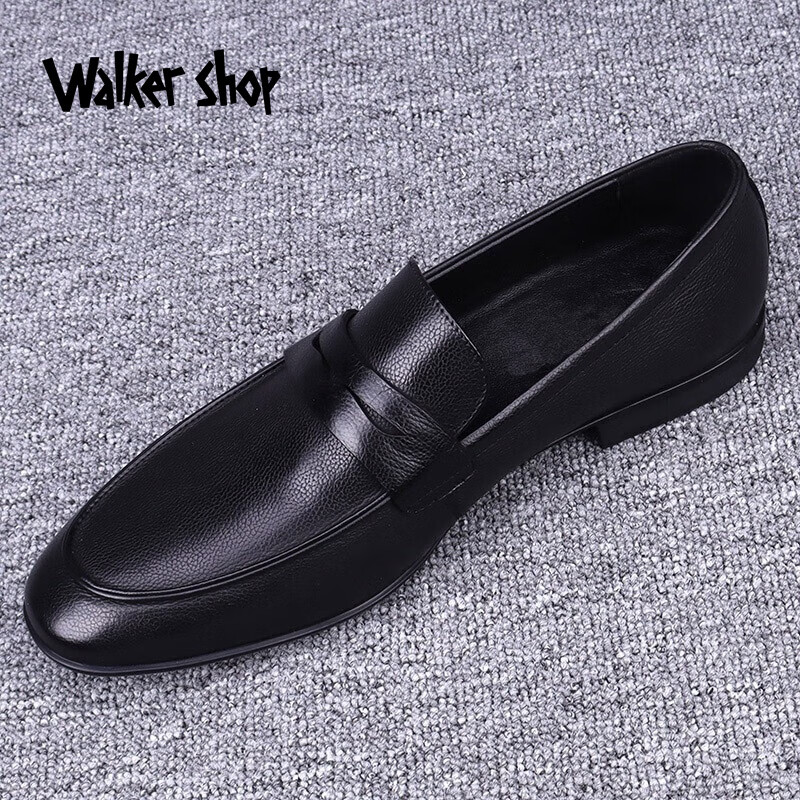 walker shop奥卡索春季新款男鞋商务正装休闲皮鞋男厚底牛皮懒人鞋