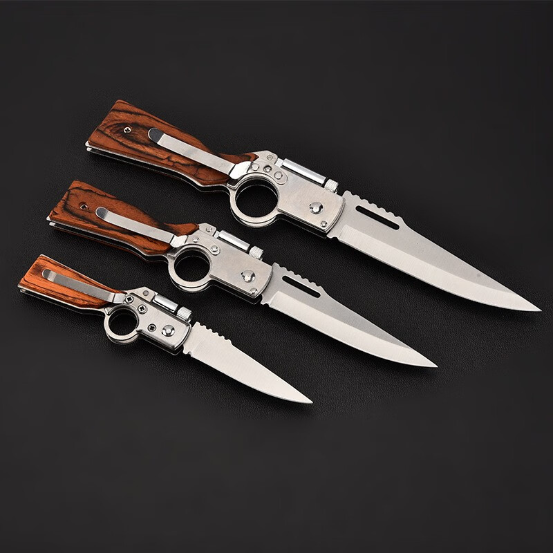 达闻西ak折叠刀 户外求生折刀ak47新款带灯折叠刀彩木纹理小刀 小号