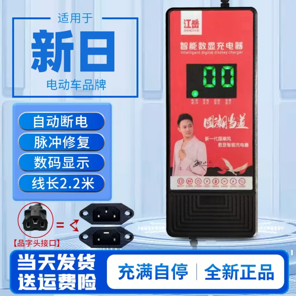 新日电动车电瓶车充电器48v60v20v72v20ah两轮三轮通用铅酸电池 数显