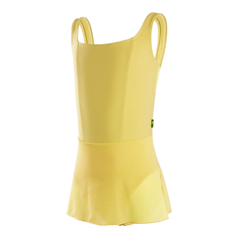 小茉莉舞蹈兒童吊帶舞蹈服芭蕾舞練功服女專業(yè)藝考體操服紗裙半身短裙 月亮黃 帶裙 150