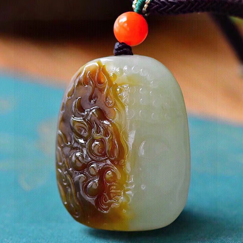 发源地 和田玉一念之间吊坠 男女项链挂件玉牌送生日礼物40*32*15mm