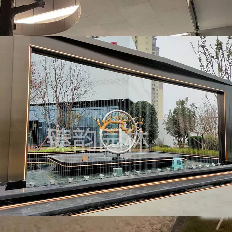 钢丝拉线水帘水幕光纤流水瀑布人造水景流水屏风瀑布数控字幕定制