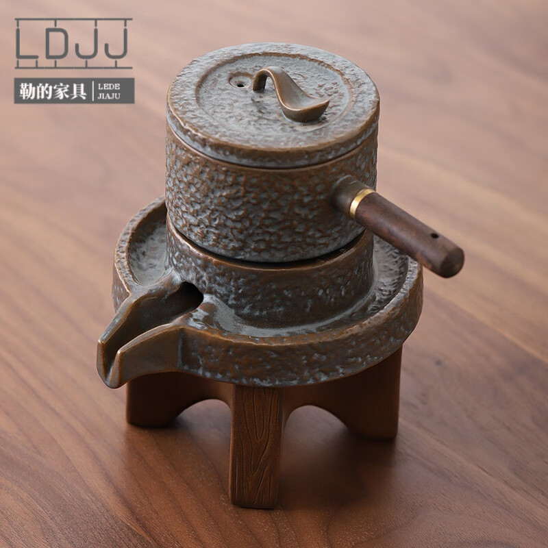 春生秋收懒人茶具自动旋转出水石磨茶具单个冲泡茶器旋转出水f烫功夫