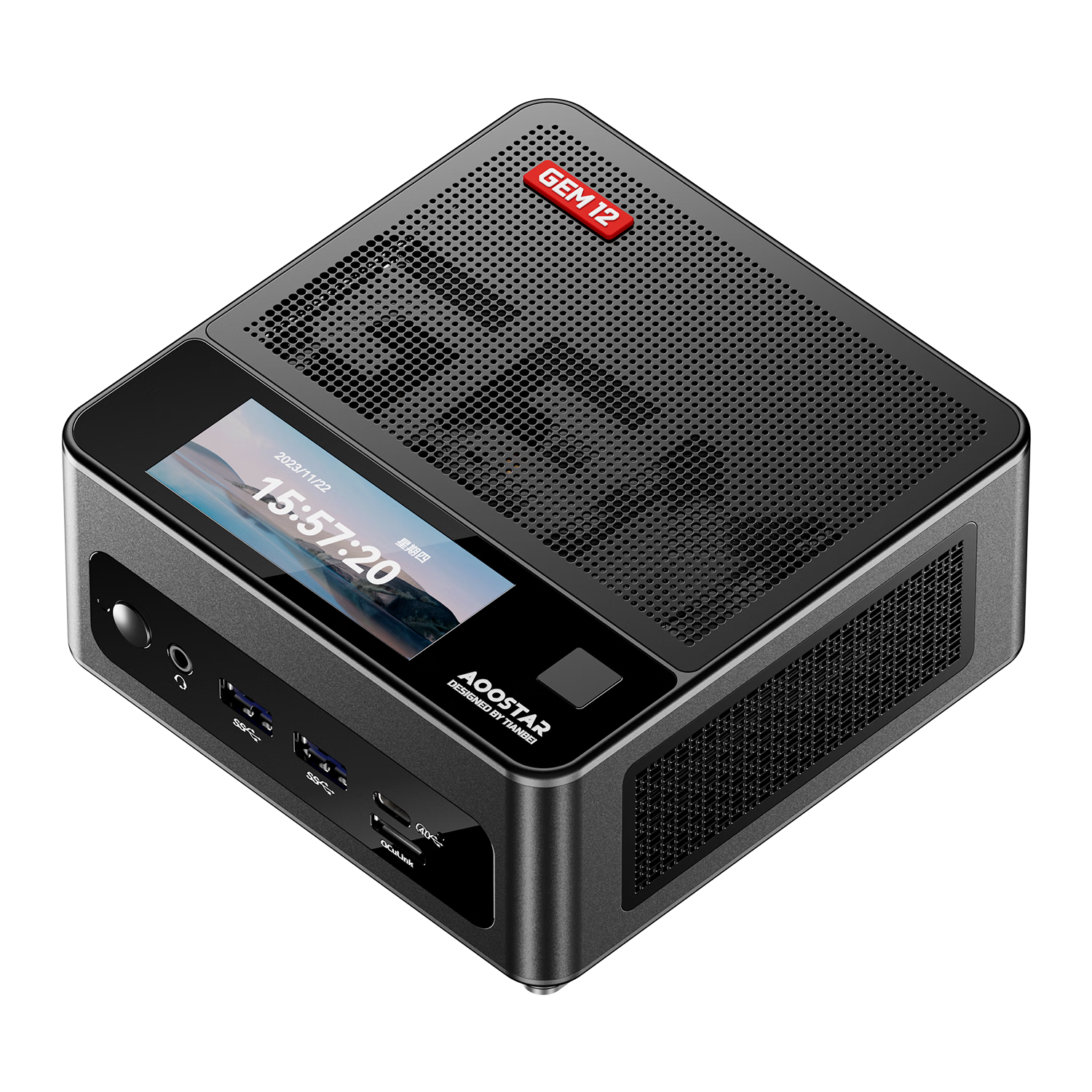 天钡 GEM12 迷你台式机 黑色（锐龙R9-6900HX、核芯显卡、32GB、1TB SSD）带副屏及指纹