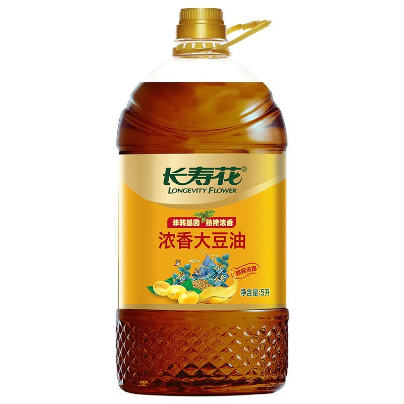 長(zhǎng)壽花大豆油5L濃香熟榨物理壓榨豆香濃郁大桶家用 熟榨濃 大豆油5L 大豆油5L