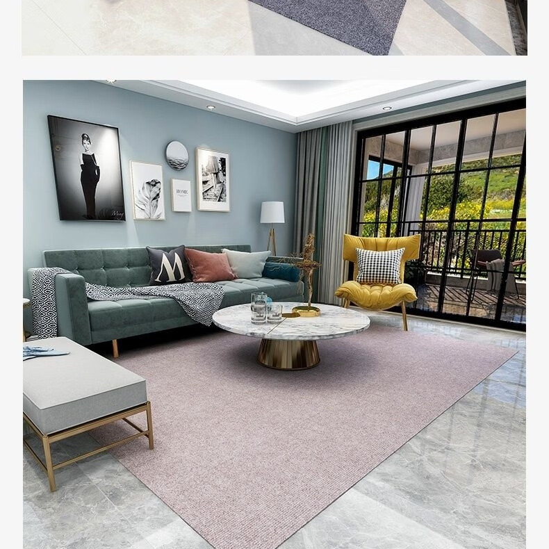 地毯房间卧室客厅大面积全铺办公室TPE防滑隔音耐脏可裁剪地毯 米驼细条纹防滑TPE加厚 2米宽*6米长