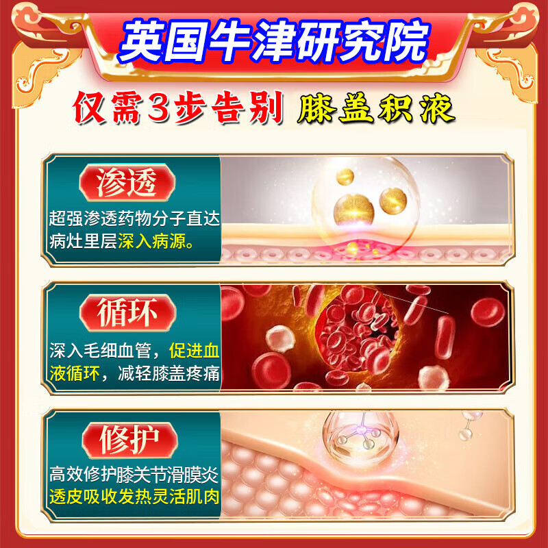 姚本仁膝盖疼痛膏药贴滑膜炎膝盖积液膝关节炎肿胀韧带半月板损伤骨刺贴 2盒装【买1送1 】限时抢
