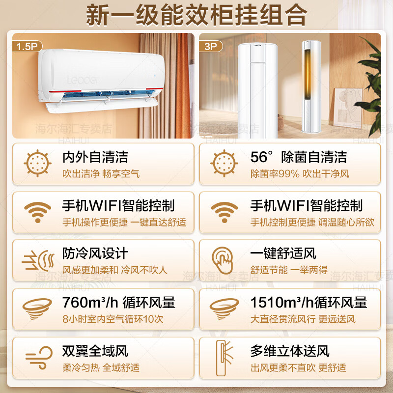 海尔空调套装 3P柜机+1.5P挂机*3空调柜机怎么样?看完体验测评再选,不踩坑-图片6