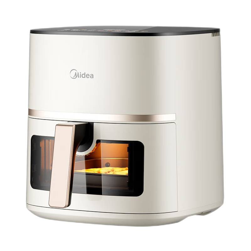 美的（Midea）空气炸锅不用翻面可视大容量家用全自动烤箱多功能不粘易洗触控微蒸汽嫩烤免翻面炸烤一体国家补贴 KZC5089【风力可调】金属内腔 5L