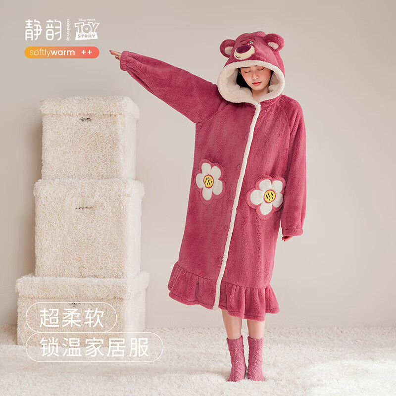 静韵【超柔软】迪士尼联名睡袍女冬季长款加绒保暖家居服睡衣浴袍