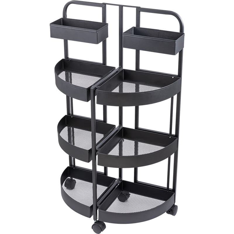 太力厨房置物架餐边柜落地置物柜收纳架菜架夹缝推车菜篮4层可折叠