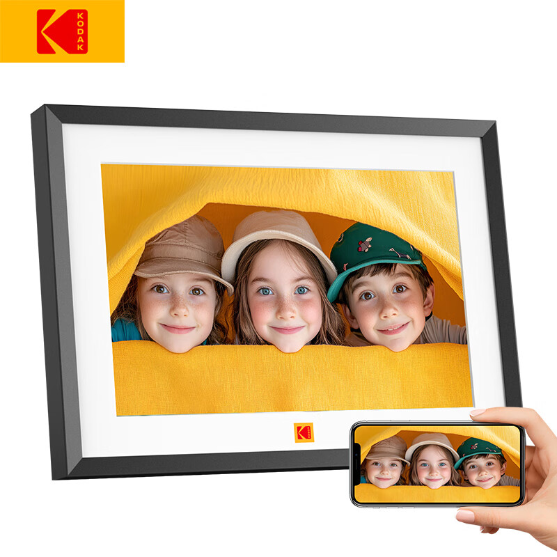KODAK1005P 数码相框10.1英寸高清电子相册触摸屏智能照片视频播放器可充电挂墙桌面摆台结婚礼物推荐 黑色