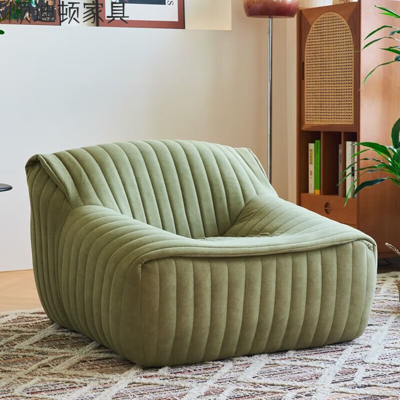 沙发小型懒人复古法式客厅阳台网红轻奢方块毛毛虫单人休 牛油果绿