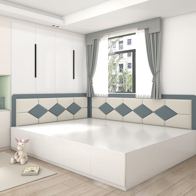 床头板软包防撞墙贴床围贴立体墙贴自粘 【支持定制】a款-颜色可选 长