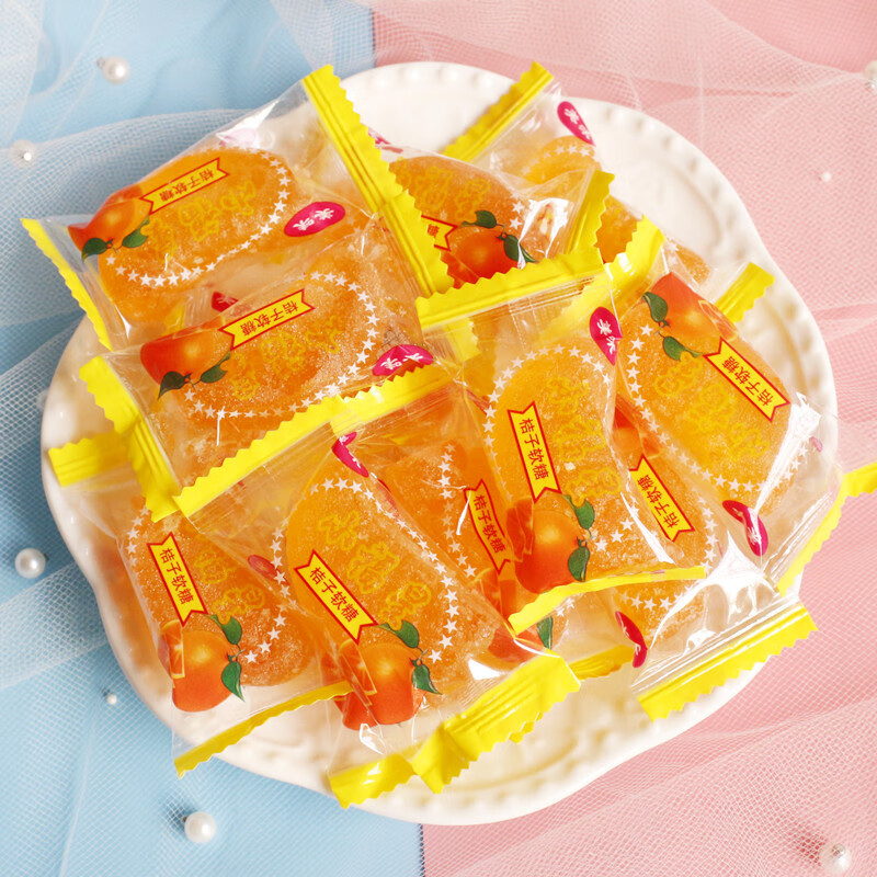 xywlkj网红粘牙糖桔子糖玉米橘子水果软糖结婚喜糖过年零食散装1斤