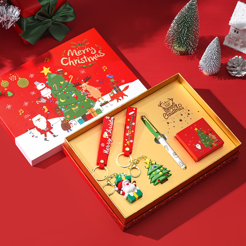 DUKE公爵2026马年福笔套装3红色气氛款铱金笔钢笔墨水笔自用书写送人自用书写顺滑可用墨囊 圣诞挂件套装（绿色钢笔)