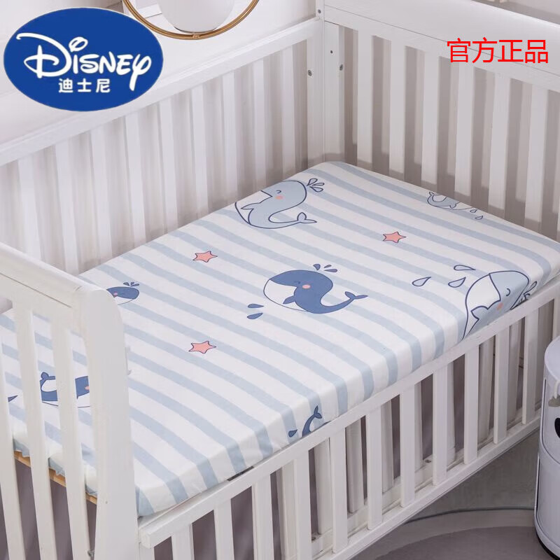 迪士尼（Disney）卡通儿童纯棉床笠磨毛婴儿床单床垫套防水款床罩隔尿垫四季通用 海世界(四季通用款) 100*180(厚5-15cm)