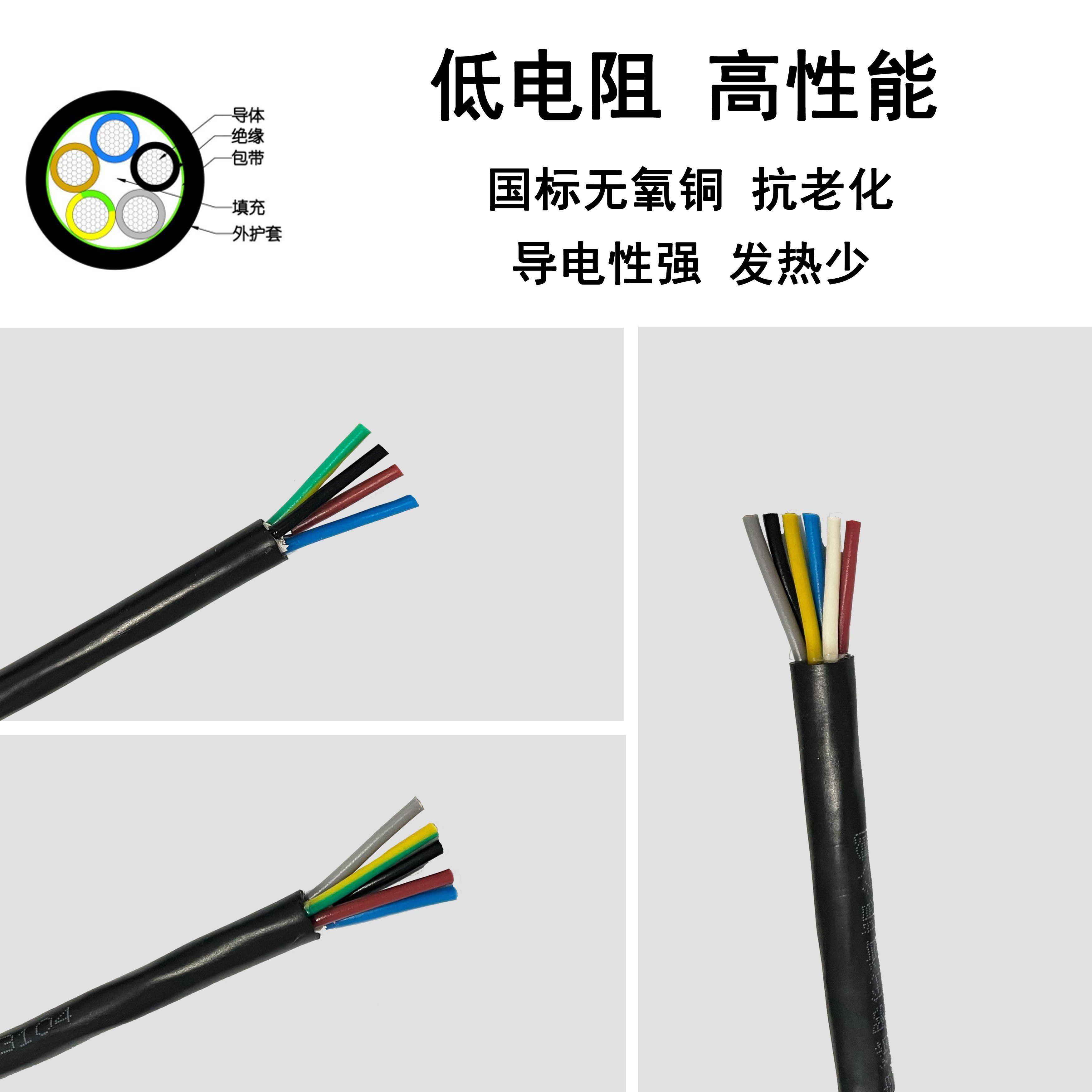 起帆电线纯铜软护套线4 5 6芯*0.5/0.75/1/1.5/2.