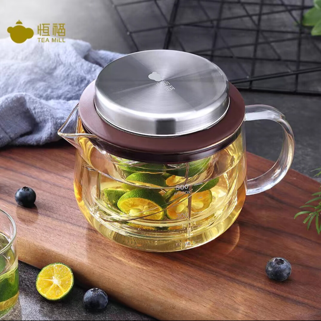 恒福得意壶泡茶神器耐热高硼硅玻璃  升降过滤功夫茶具  分体飘逸杯