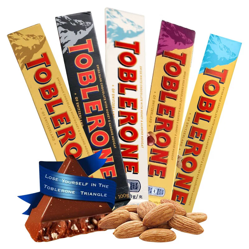 三角（Toblerone）瑞士三角堅果巧克力TOBLERONE 巧克力100g休閑食品零食喜糖 白巧克力味100g*5條 袋裝 500g