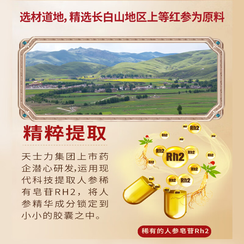 天士力牌红参胶囊 0.3g*60粒单瓶装送人送礼送老人