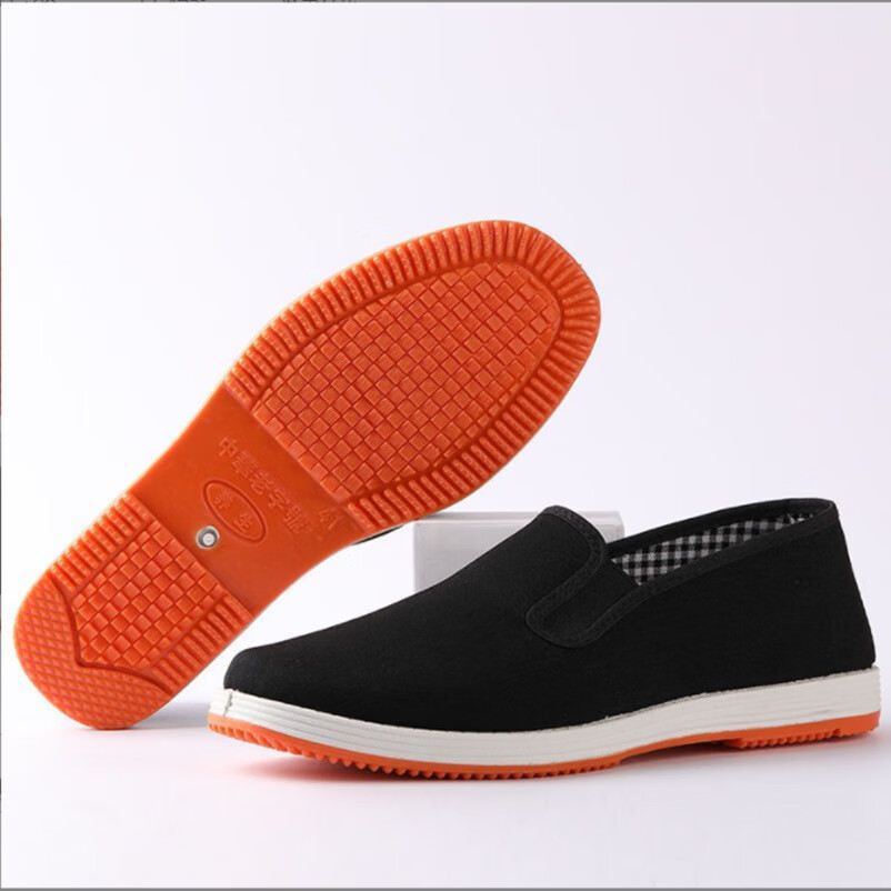 老北京布鞋休闲布鞋开车锻炼跑步舒适透气软底耐磨防滑黑布鞋 一双养生黄底 37