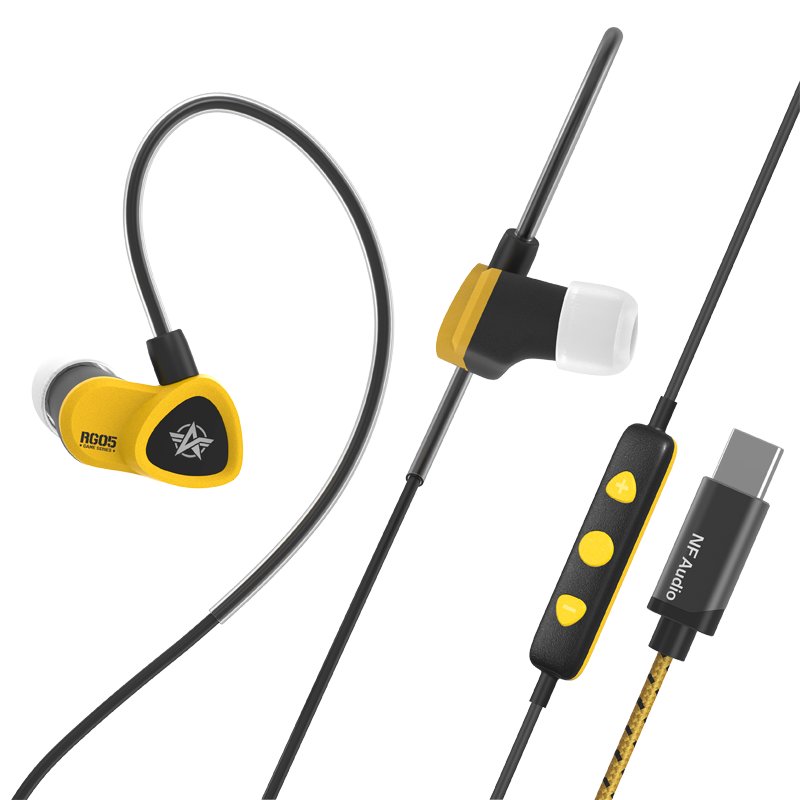 宁梵声学 NFAudio  网易荒野行动联名款 RG05 游戏耳机 睡眠耳机 Type-C耳机 黄色