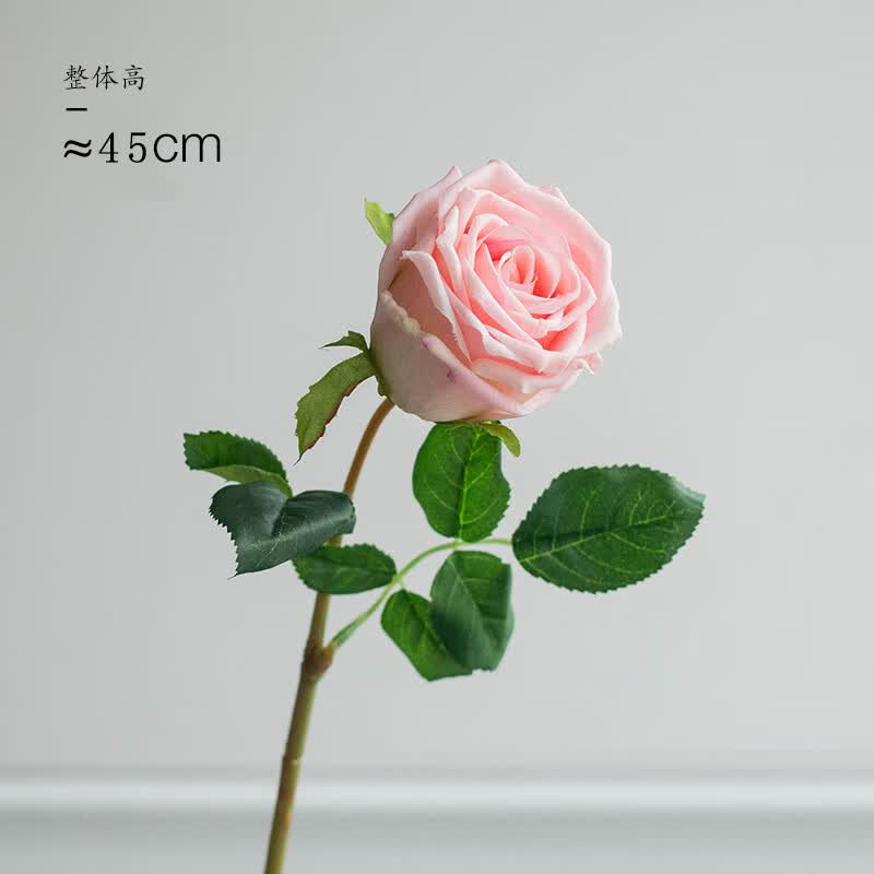 卡诺奇鲜花布粉白玫瑰逼真粉色保湿手感玫瑰花仿真花客厅假花插花 浅